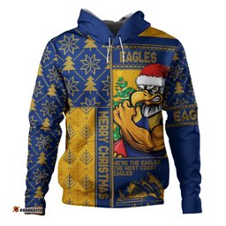 Amazing Aussie West Coast Eagles Merry Christmas Knit Style Festive Spirit Hoodie