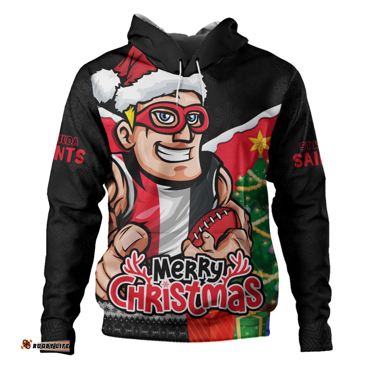 Amazing Aussie St Kilda Santa Scoring Touchdown On Christmas Game Day Hoodie