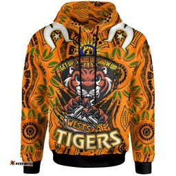 Amazing Aussie Wests Tigers Custom Naidoc Week Wests Tigers Ball Aboriginal Inspired Culture "Get Up, Stand Up, Show Up" Hoodie
