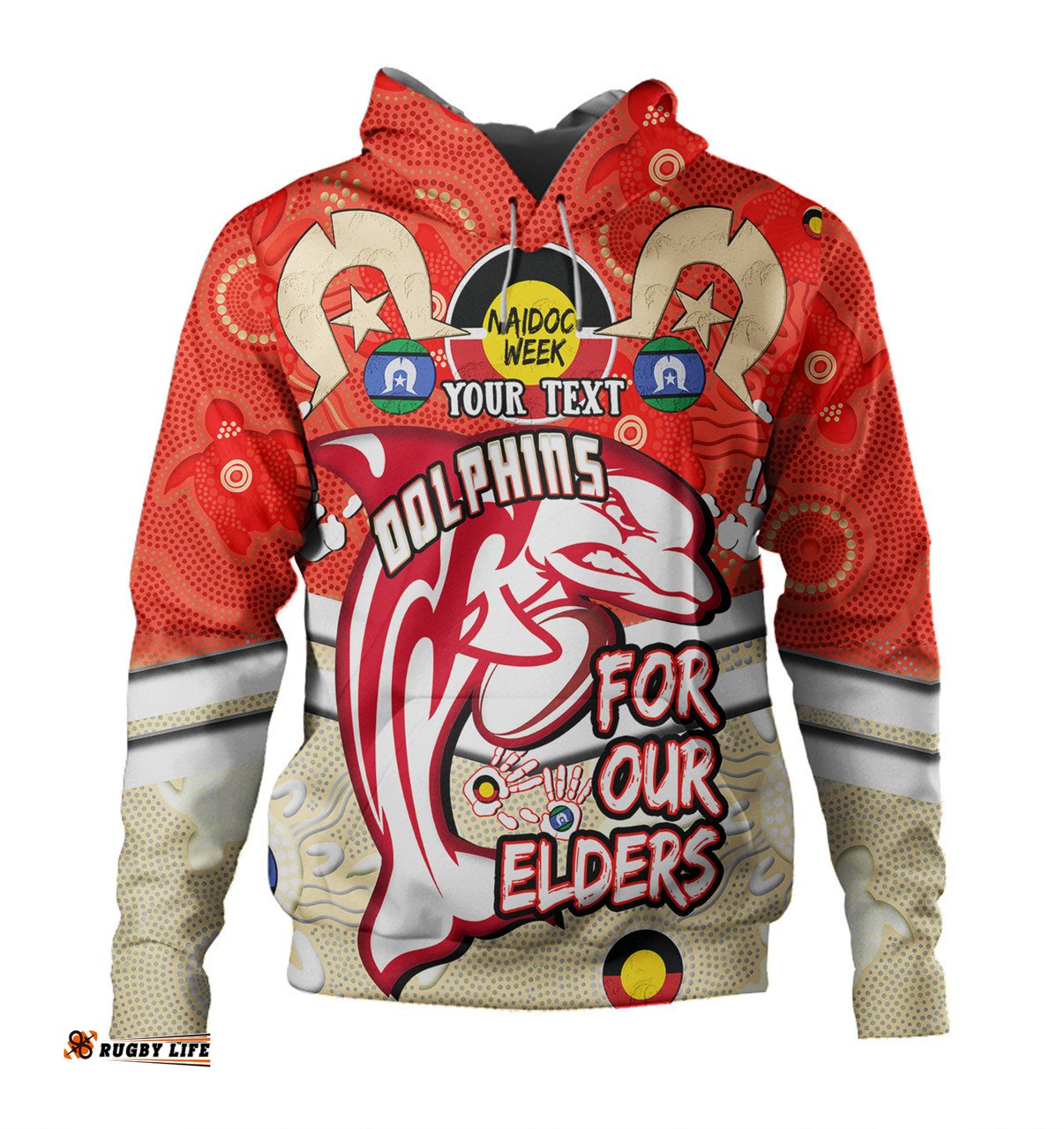 Amazing Aussie Redcliffe Dolphins Naidoc Week Custom Redcliffe Dolphins Naidoc Week For Our Elders Dot Art Style With Turtle Hoodie