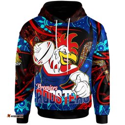 Amazing Aussie Sydney Roosters Custom Sydney Roosters Mascot with Aboriginal Inspired Dot Painting Player And Number Hoodie