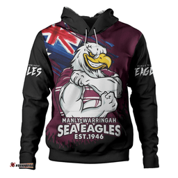 Amazing Aussie Manly Warringah Sea Eagles Heart Of A Fighter Tough And Fearless Hoodie