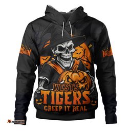 Amazing Aussie Wests Tigers Dark Moon Rugby Halloween Battle Edition Hoodie