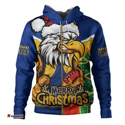 Amazing Aussie West Coast Eagles Santa Scoring Touchdown On Christmas Game Day Hoodie