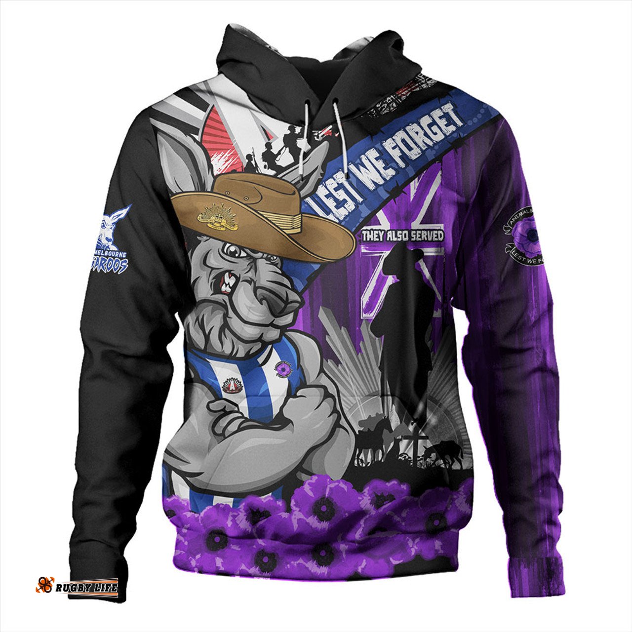 Amazing Aussie North Melbourne ANZAC Day Honor Purple Valor And Spirit Hoodie