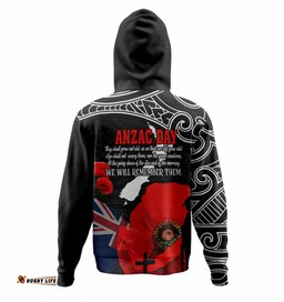 Amazing Aussie New Zealand Warriors Anzac Day Custom Maori New Zealand Warriors Anzac Day Poppies Hoodie