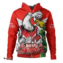 Amazing Aussie Sydney Swans Santa Scoring Touchdown On Christmas Game Day Hoodie