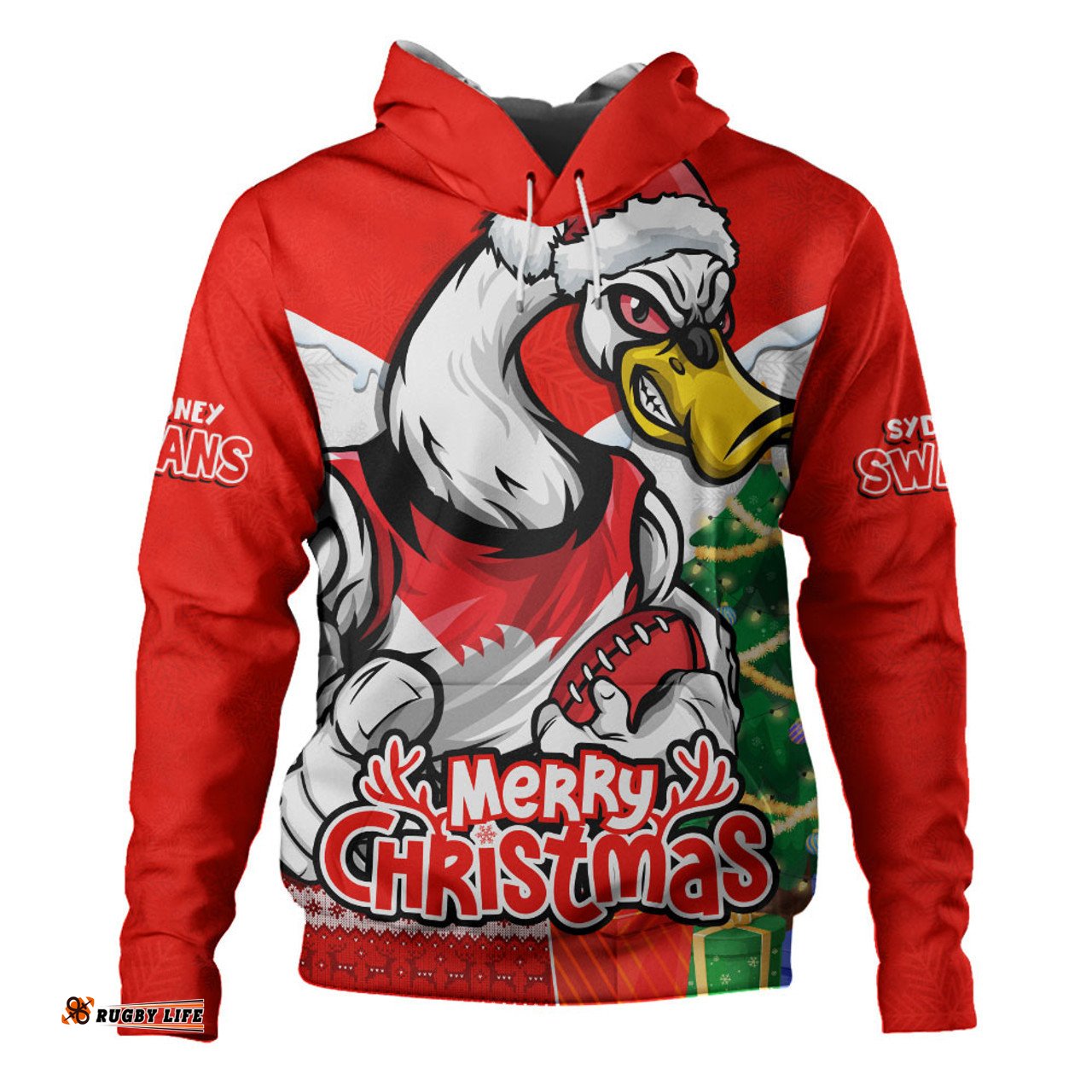Amazing Aussie Sydney Swans Santa Scoring Touchdown On Christmas Game Day Hoodie