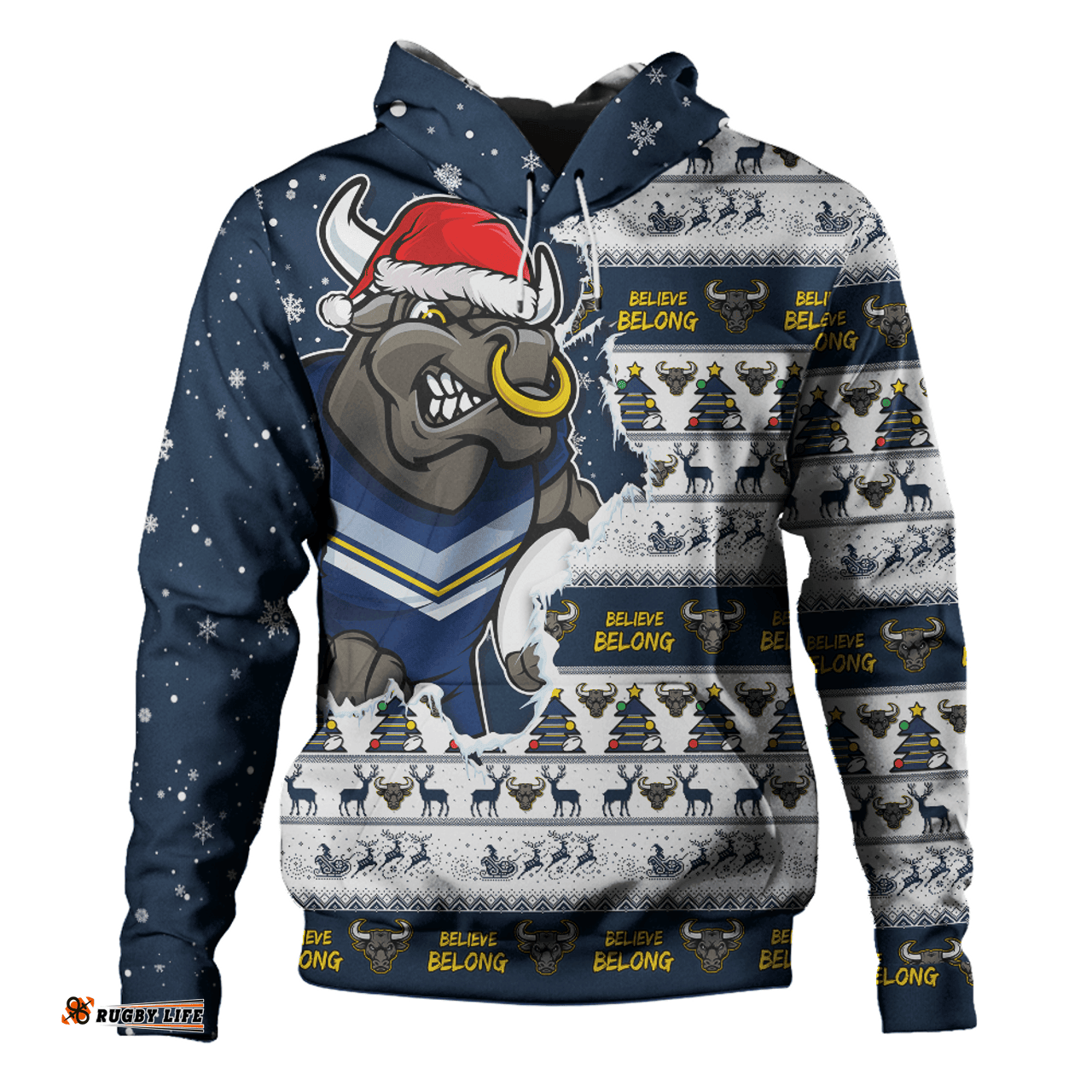 Amazing Aussie North Queensland Cowboys Merry Christmas Our Beloved Team Scratch Style Hoodie