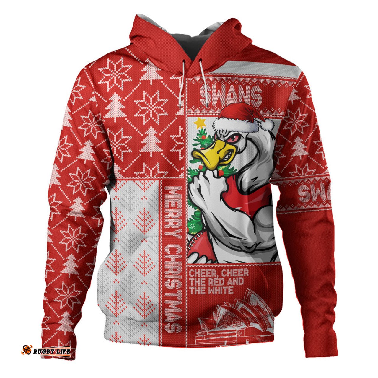 Amazing Aussie Sydney Swans Merry Christmas Knit Style Festive Spirit Hoodie