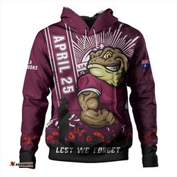 Amazing Aussie Queensland Maroons Anzac Day Lest We Forget Strong Fighting Spirit Hoodie