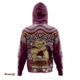 Amazing Aussie Queensland Maroons Aboriginal Inspired Tough Fan Rugby For Life Hoodie