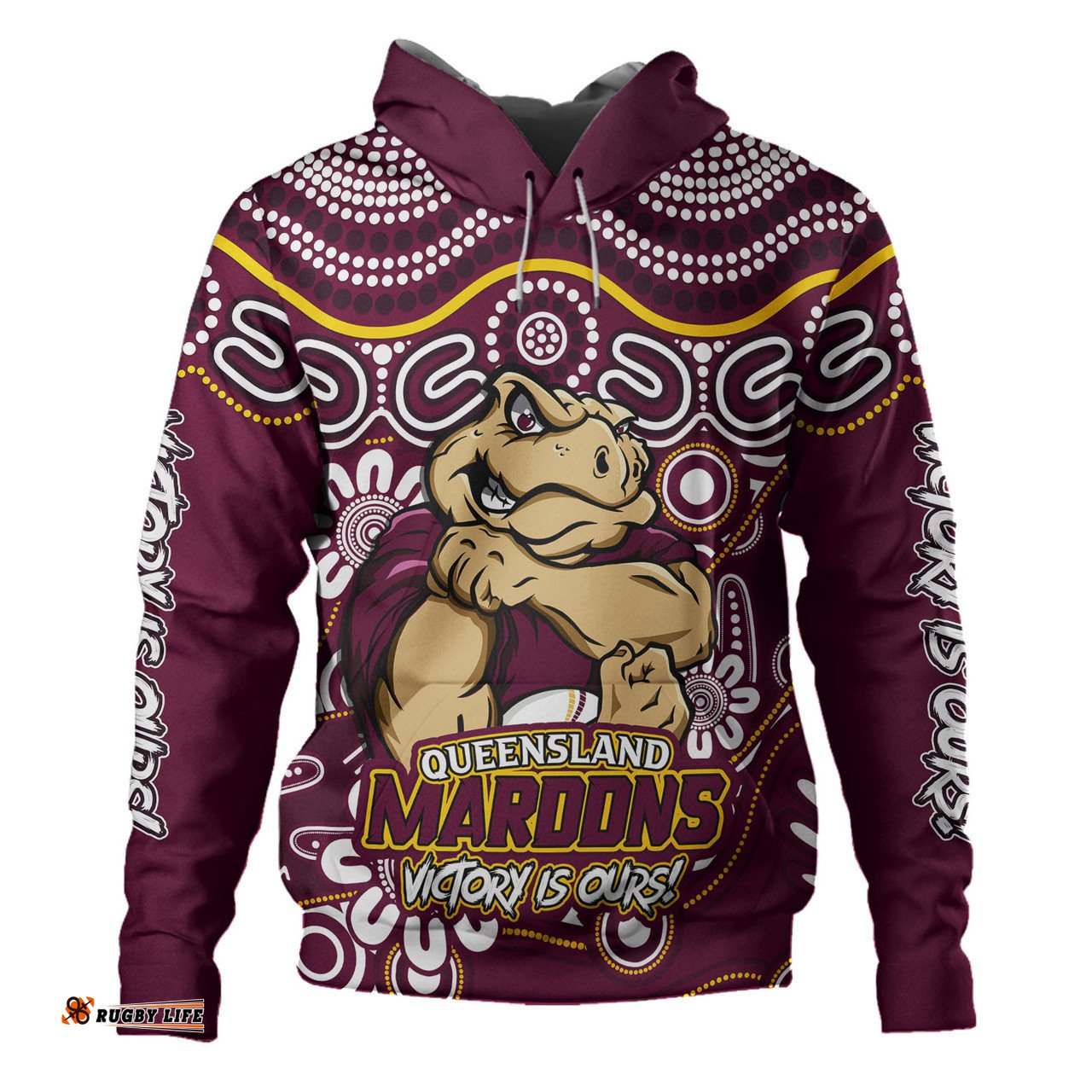 Amazing Aussie Queensland Maroons Aboriginal Inspired Tough Fan Rugby For Life Hoodie