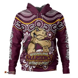 Amazing Aussie Queensland Maroons Aboriginal Inspired Tough Fan Rugby For Life Hoodie