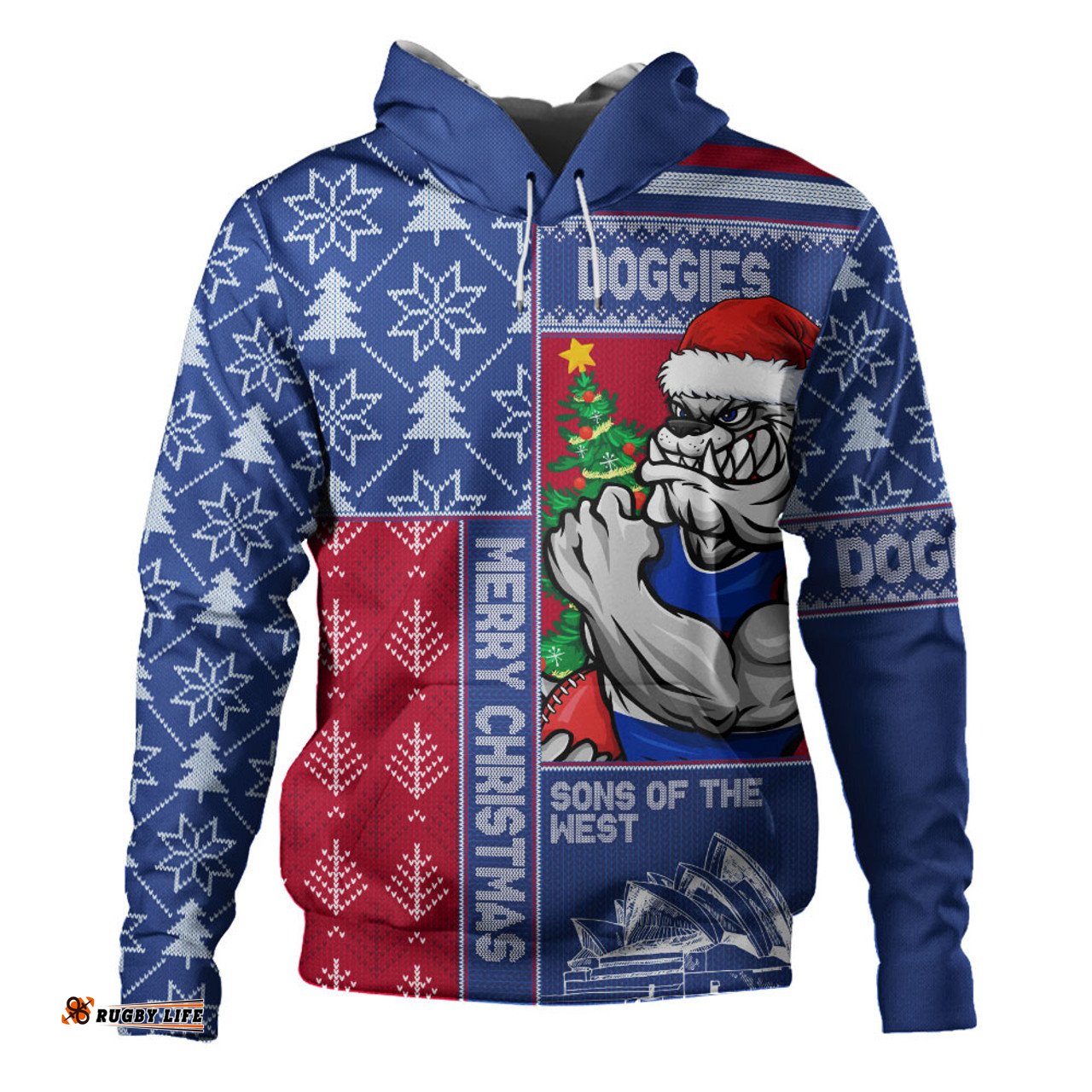 Amazing Aussie Western Bulldogs Merry Christmas Knit Style Festive Spirit Hoodie