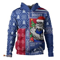 Amazing Aussie Western Bulldogs Merry Christmas Knit Style Festive Spirit Hoodie