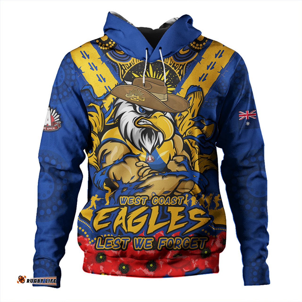Amazing Aussie West Coast Eagles Ripped Legacy Of The Game The ANZAC Spirit Lives On Hoodie