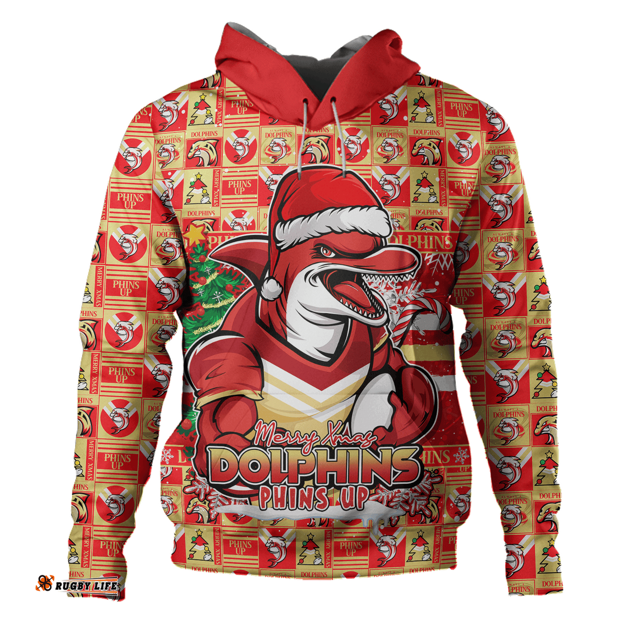 Amazing Aussie Redcliffe Dolphins Merry Ugly Christmas Comic Style Hoodie