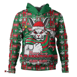 Amazing Aussie South Sydney Rabbitohs Merry Ugly Christmas Comic Style Hoodie