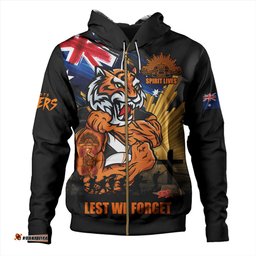 Amazing Aussie Wests Tigers Fearless ANZAC Defender Hoodie