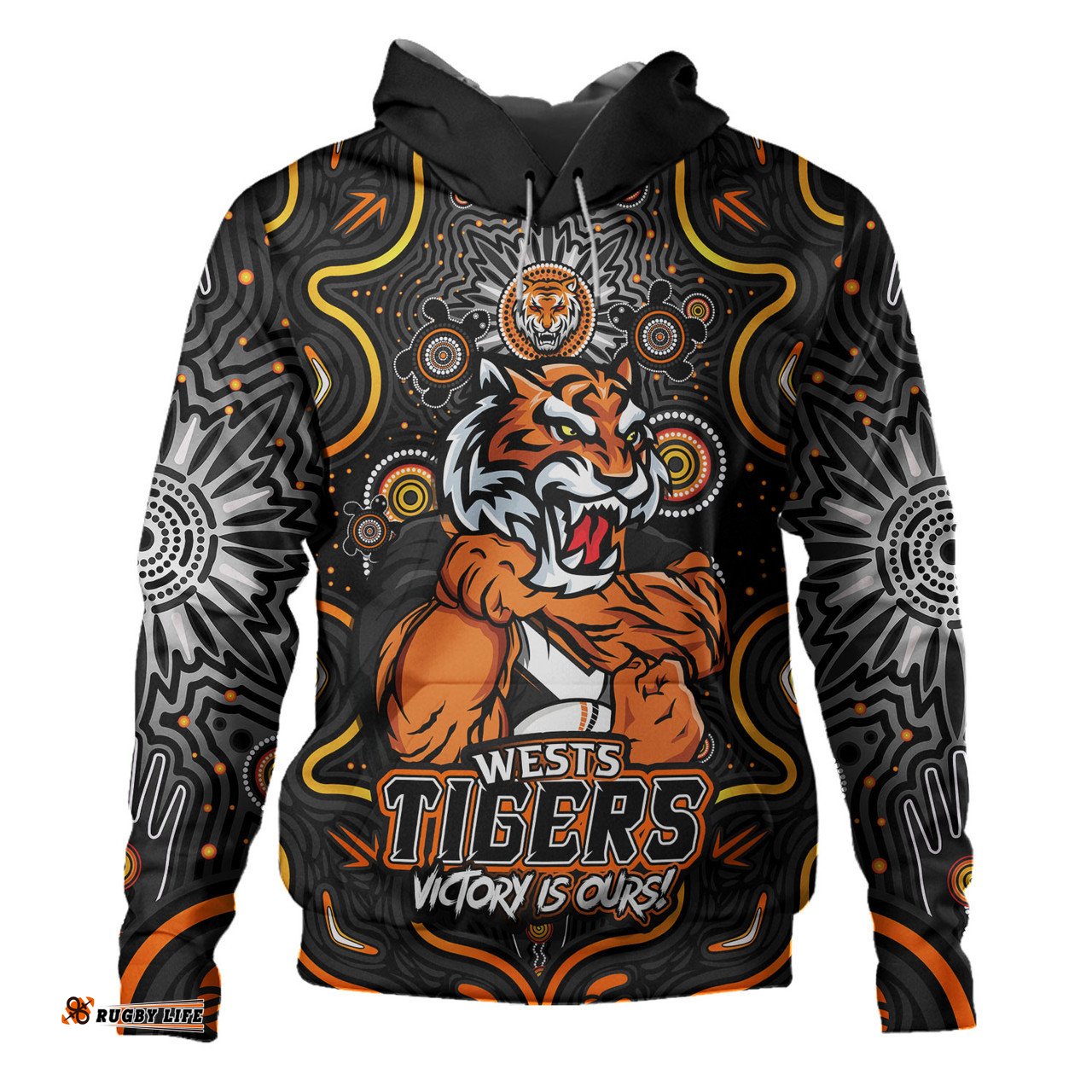 Amazing Aussie Wests Tigers Aboriginal Pattern Inspired Victory Is Ours Hoodie