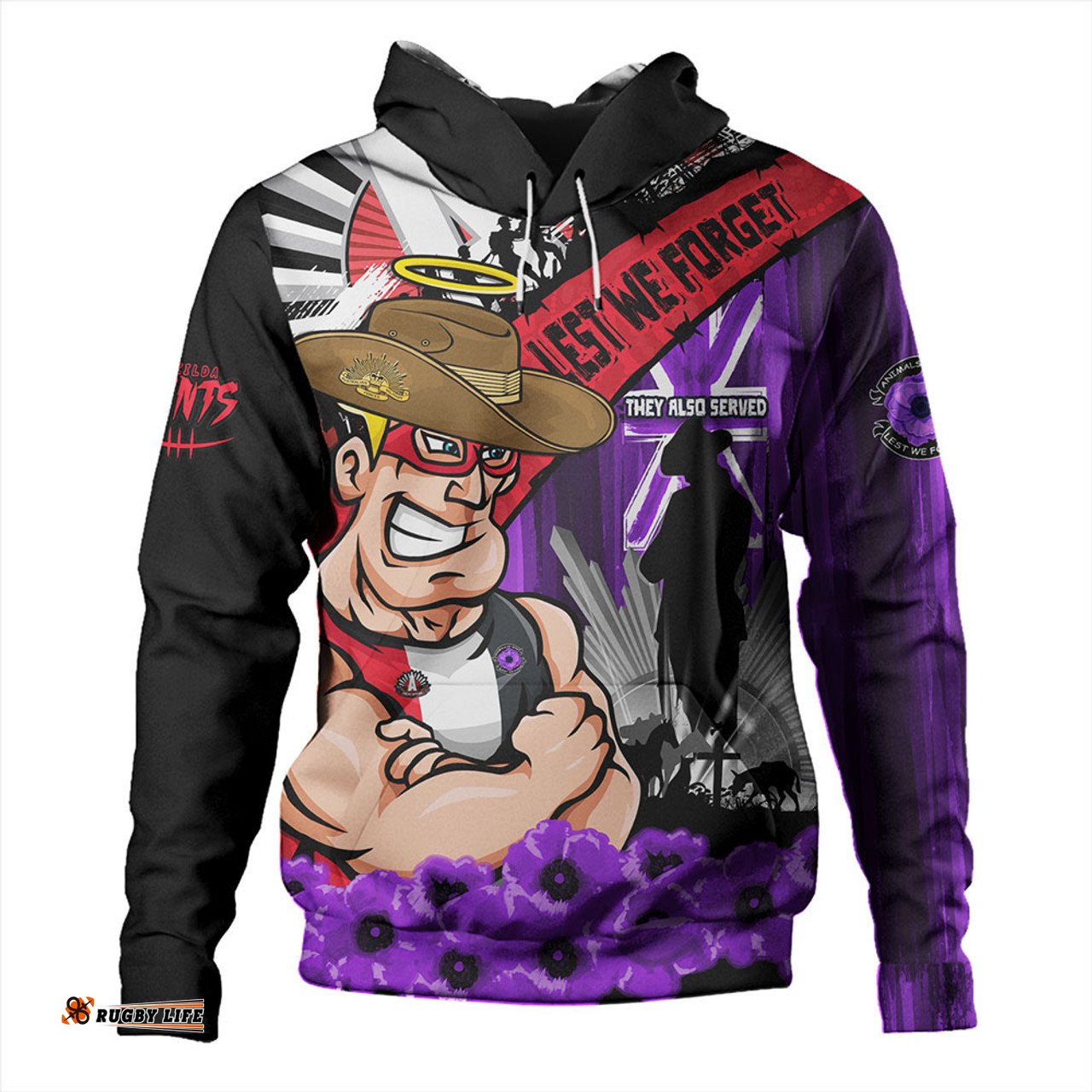 Amazing Aussie St Kilda ANZAC Day Honor Purple Valor And Spirit Hoodie
