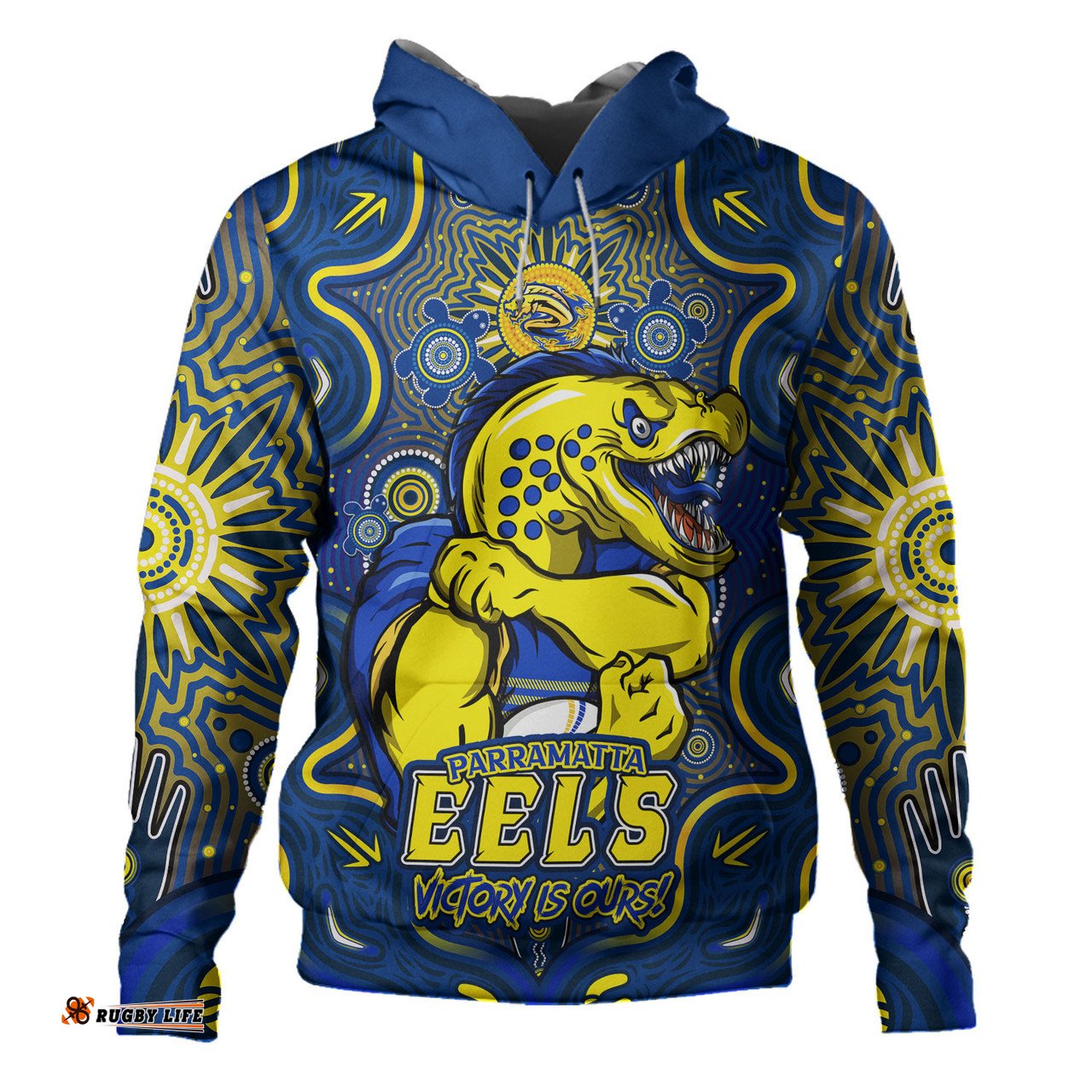 Amazing Aussie Parramatta Eels Aboriginal Pattern Inspired Victory Is Ours Hoodie