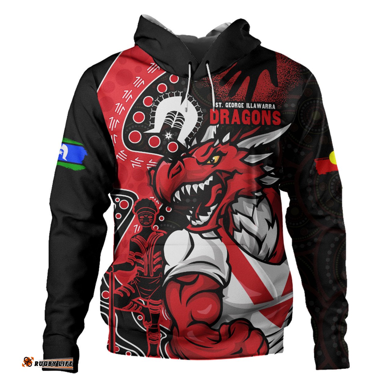 Amazing Aussie St. George Illawarra Dragons NAIDOC Indigenous Warrior Spirit Hoodie