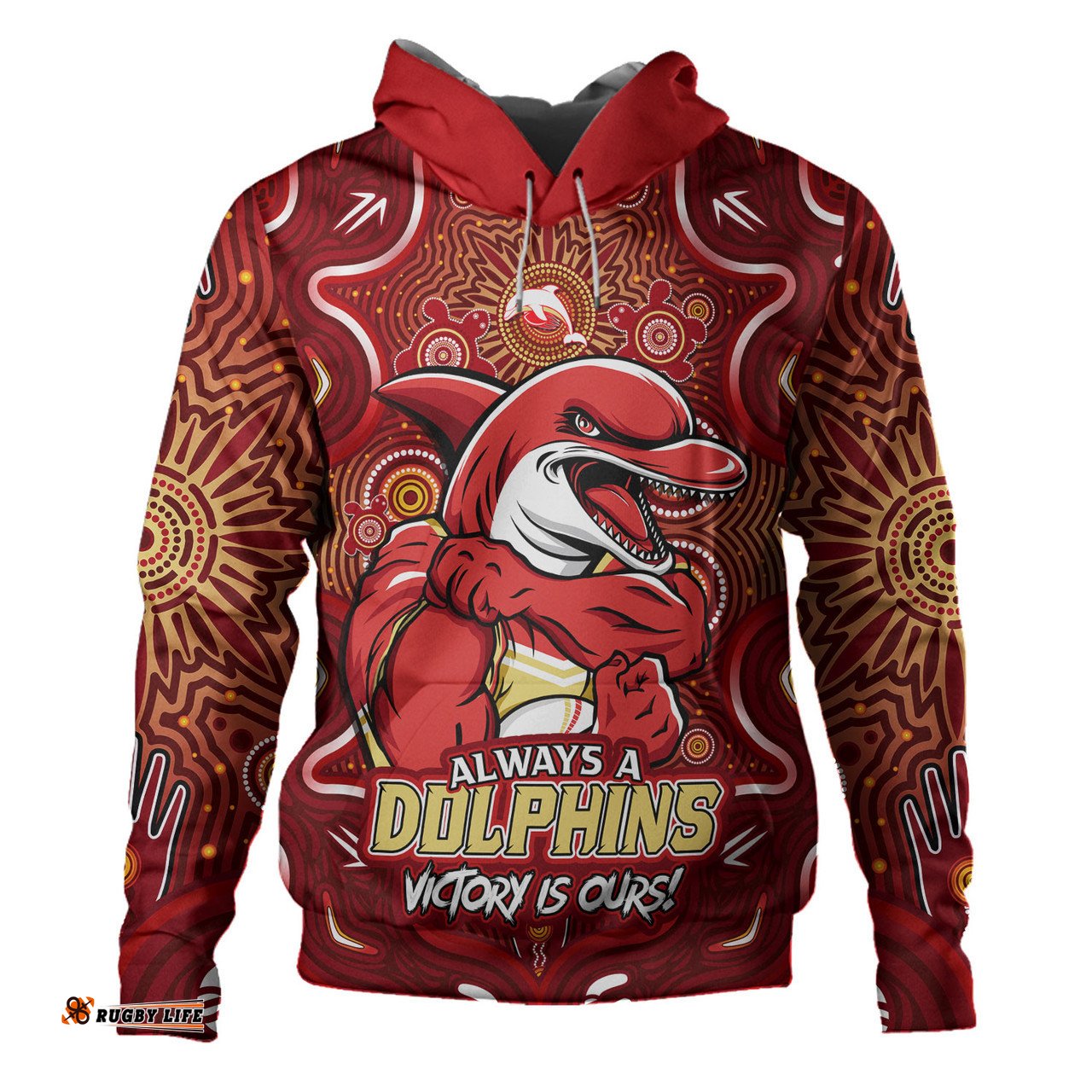 Amazing Aussie Redcliffe Dolphins Aboriginal Pattern Inspired Victory Is Ours Hoodie