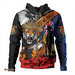 Amazing Aussie Wests Tigers United In Spirit Anzac Day Tribute Hoodie