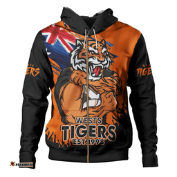 Amazing Aussie Wests Tigers Heart Of A Fighter Tough And Fearless Hoodie