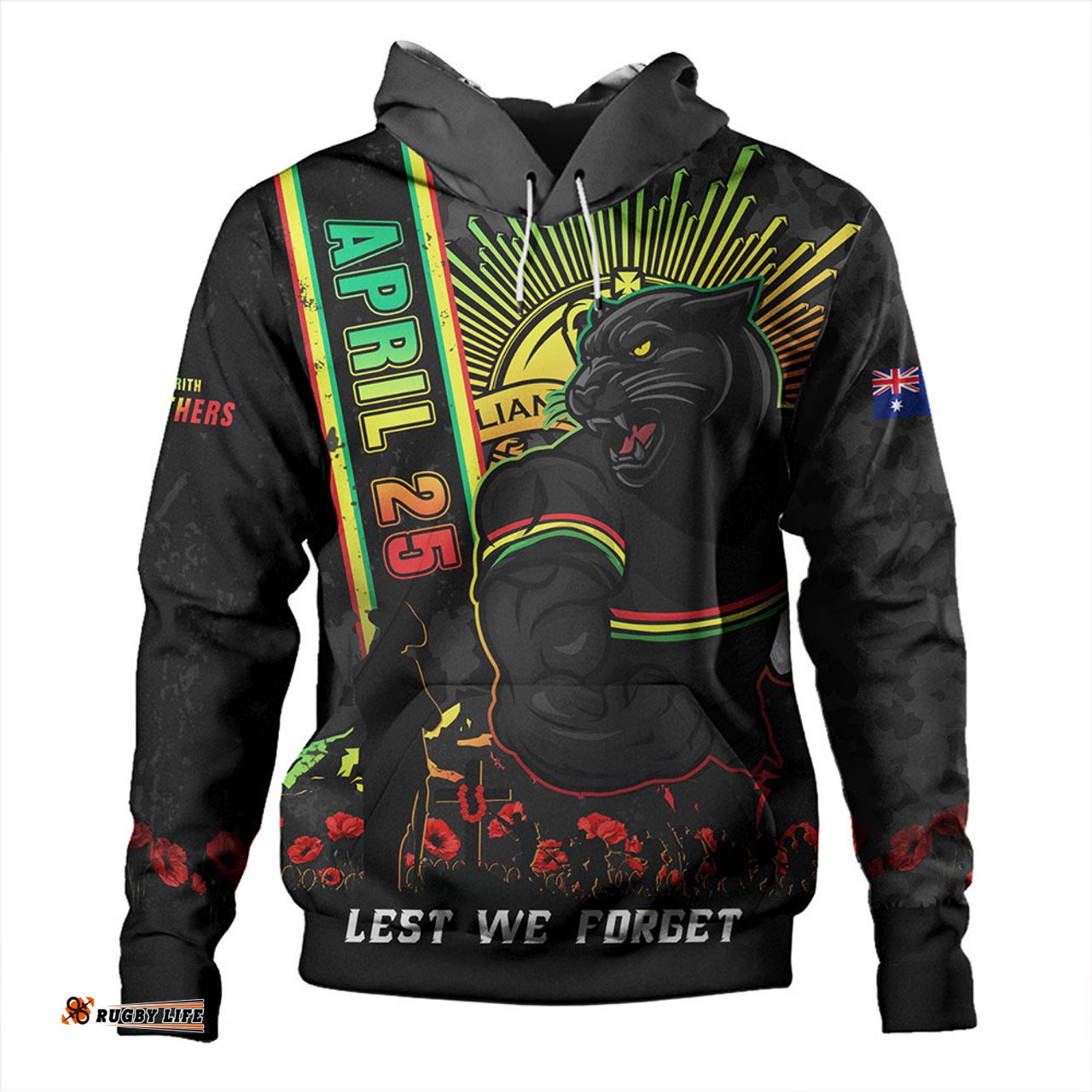 Amazing Aussie Penrith Panthers Anzac Day Lest We Forget Strong Fighting Spirit Hoodie