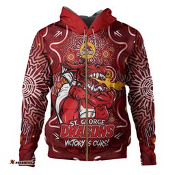 Amazing Aussie St. George Illawarra Dragons Aboriginal Pattern Inspired Victory Is Ours Hoodie