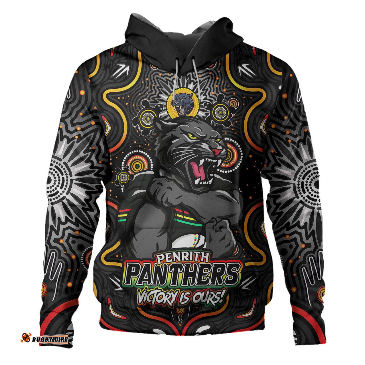 Amazing Aussie Penrith Panthers Aboriginal Pattern Inspired Victory Is Ours Hoodie