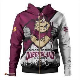 Amazing Aussie Queensland Maroons Origin Battleground Maroons Unleashed Hoodie