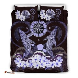 Tahiti Bedding Set - Shark Polynesia Compass Plumeria Purple A24