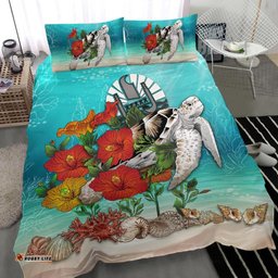 Tahiti Bedding Set - Ocean Turtle Hibiscus A24