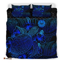 Polynesian Bedding Set - Tahiti Duvet Cover Set Blue Color - BN39