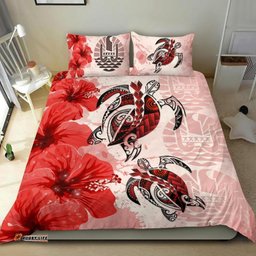 Tahiti Bedding Set - Polynesia Turtle Hibiscus Red A24