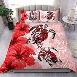 Tahiti Bedding Set - Polynesia Turtle Hibiscus Red A24