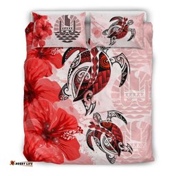 Tahiti Bedding Set - Polynesia Turtle Hibiscus Red A24