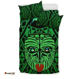 Integrity Maori Ta Moko Bedding Set Kiwi and Paua Green K13
