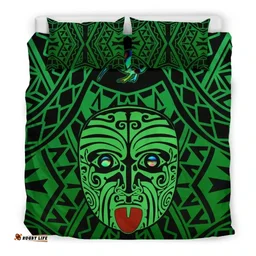 Integrity Maori Ta Moko Bedding Set Kiwi and Paua Green K13