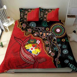 Tonga Ngatu and Australia Together Bedding Set Polynesian Humpback Whale and Aboriginal Kangaroo