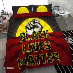 Bedding Set, Aboriginal Black Lives Matter Sun Dot Painting