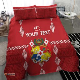 Custom Tonga Rugby 2024 Bedding Set Go Champions Ikale Tahi Ngatu Pattern