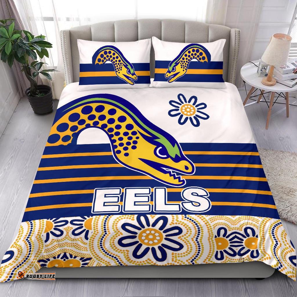 Eels Rugby Bedding Set Indigenous Parramatta Newest White