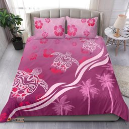 Pink Turtle Hibiscus Bedding Set