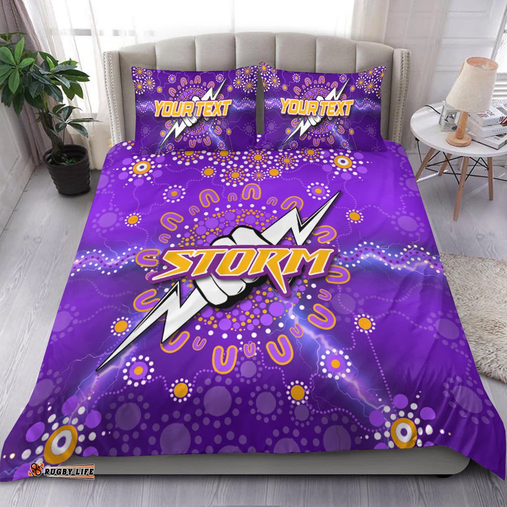 Custom PersonalisedMelbourne Storm Bedding Set Aboriginal Dot