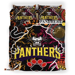 Panthers Rugby League Football Club Bedding Set - The Indigenous Wild Black Panthers Scratch Style RLT13